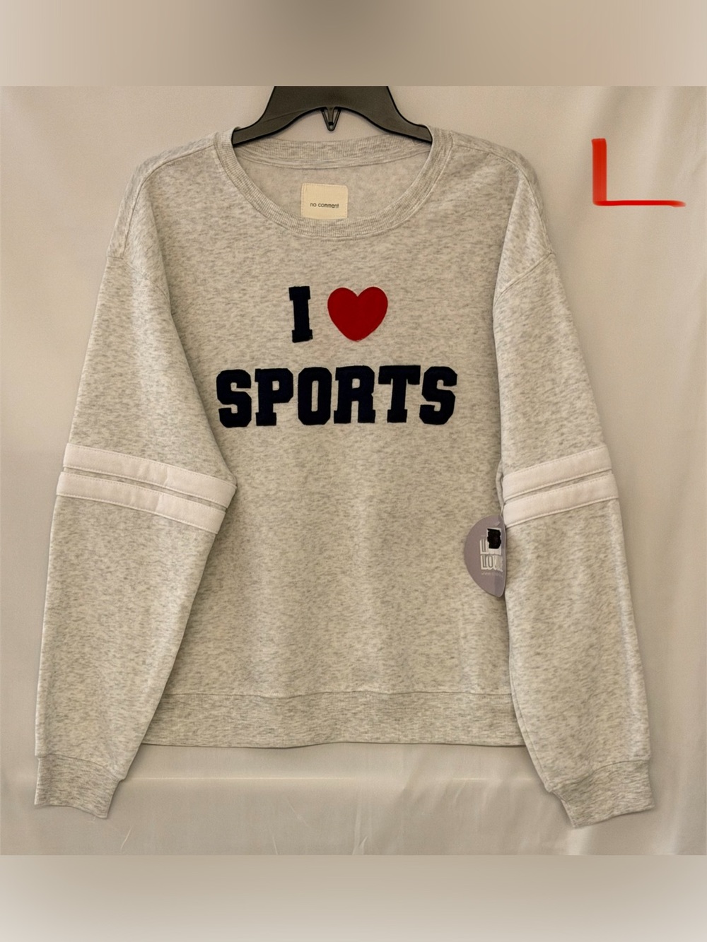 I Heart Sports Crewneck Sweatshirt - Light Gray with Red Heart